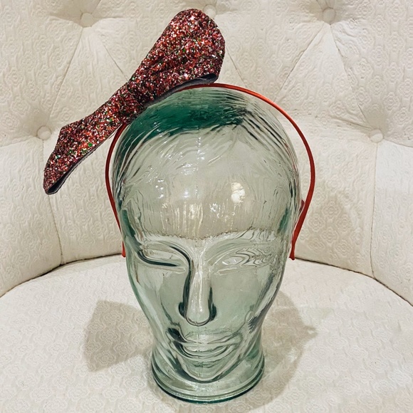 O2-BUNDLE ONLY-Large Glitter Bow Fascinator/Head Band - Picture 2 of 10